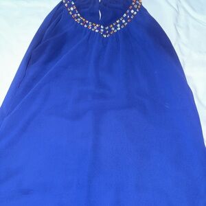 Blue Top with Colorful Embroidery